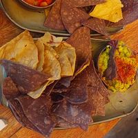Guac and chips, pico de gallo and chips at Cheeky Chicos - Elephant Park in South East London