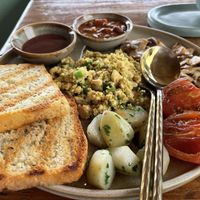Big brekkie (vegan breakfast)  at Lumuma in Pokhara