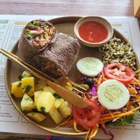 Tempeh steak wrap at Lumuma in Pokhara