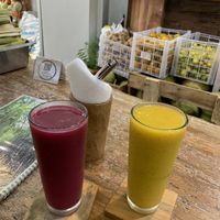 Dragon fruit and mango juice  at Ubud Kitchen Juice Bar in Gianyar