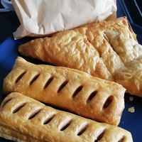 Vegan sausage rolls and mushroom pie at The Piemaker in Edinburgh