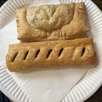Vegan haggis and vegan sausage roll  at The Piemaker in Edinburgh