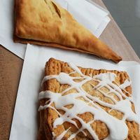 Vegan mushroom pie and cherry pastry   at The Piemaker in Edinburgh