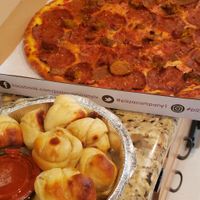 Vegan Meatza -mozz cheese, vegan garlic knots, vegan ranch (not pictured) at Pizza Company in Las Vegas