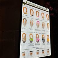 Menu (note that only a few sauces are fully vegan) at Masia de Sabor Churreria in Barcelona