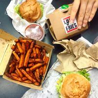 Treat my ourselves to some animal friendly fast food after missing out on tickets to Aladdin :( 
The sweet potatoes definitely hit the spot! at Lord of the Fries in Sydney