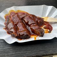 Vegane Curryfrikadelle mit Brötchen (4€) / vegan Curry meat ball with bread roll (4€)  at Böckels Beste - Kiosk in Karlsruhe