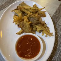 Oyster mushrooms fried  at Himalayan Vegan Restaurant in Kathmandu