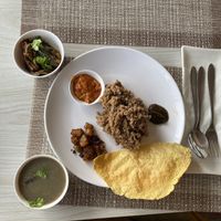 All you can eat Dhedo thali   at Himalayan Vegan Restaurant in Kathmandu