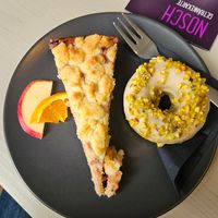 Rhubarb cake and donut at NOSCH.La Tortita in Leipzig