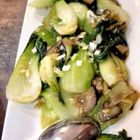 Pak choi with mushrooms at Karamay Uyghur Cuisine in Leicester