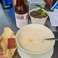 The mazamorra, very interesting to try this at Shottas Medellin Vegan Food in Medellin