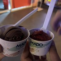 Vegan chocolate and raspberry ice cream  at Mado - Ankara in Ankara