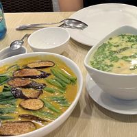 Kare-kare and ginataang kalabasa  at Lola Monica's BBQ House in Cebu