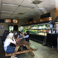 Eating area  at Organix Vegan Deli in Los Angeles