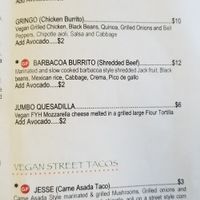 Poncho Burrito and others on the menu... at Organix Vegan Deli in Los Angeles
