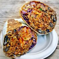 My Favorite Barbacoa Jackfruit Burrito  at Organix Vegan Deli in Los Angeles