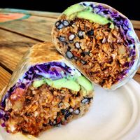 The BEST! Barbacoa Jackfruit Burrito with Avocado  at Organix Vegan Deli in Los Angeles