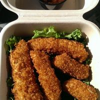 Chicken Fingers (Beyond Meat strips w/ Panko Crumbs + BBQ sauce) at Organix Vegan Deli in Los Angeles