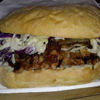 Puerco (pulled pork) sandwich at Organix Vegan Deli in Los Angeles
