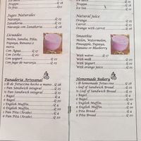 Menu  at La Farfalla in San Juan La Laguna