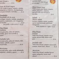 Menu  at La Farfalla in San Juan La Laguna