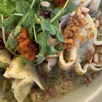 Pea and shallot tortellinii  at Cellarium Cafe & Terrace in South West London