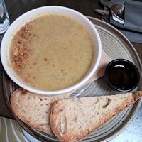 Potato & leek soup at Garden Café Brighton in Brighton