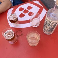 2 ice teas, the Cachaça drink and house water  at Church Lx in Lisbon