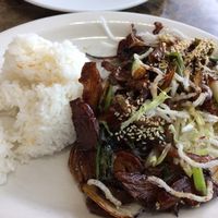 mongolian beef! a little oily but tasty. at Moonlight Cafe in Seattle