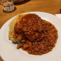 Polenta e ragù di lenticchie at Rifugio Tita Secchi in Breno