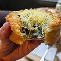 Danesa champi, queso y crema at Saoco Vegan Bakery in Santiago