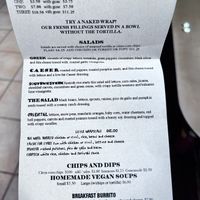 Menu as of 6/2023  at The Big Wrap in Aspen