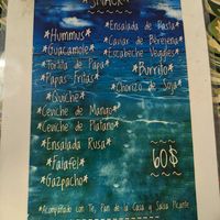 The menu at Inti Nalua Vegan Food in Brisas De Zicatela