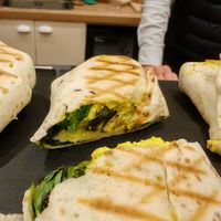 Mimosa toast
Multigrain wrap, scrambled tofu with mimosa eggs, sun-dried tomatoes, avocado, pickles, lettuce and veganaise with old-fashioned mustard. at SOA Champs-de-Mars in Paris