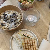 Vegan risotto, quinoa and tofu scramble wrap at SOA Champs-de-Mars in Paris