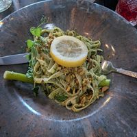 Tagliatelle with pistachio pesto and greens at Reykjavik Kitchen in Reykjavik