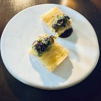 Fried potato tatin to start    at BAHR in Lisbon