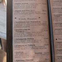 Menu at Bar San Juan in Manchester