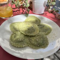 Ravioli stuffed with spinach and potatoes with fermented cashew butter and sage   at 26KG in Barcelona