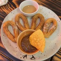 Vegan churros and caramel sauce   at Guaka in Lisbon
