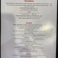 Vegan options on back of menu  at Christie's Kitchen in Redmond