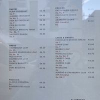 Menu  at Twist Artisan Bakery in Dublin