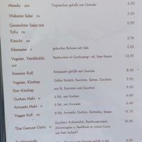 Menu at Koinonia Albertgasse in Vienna