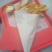 Medium portion of frites with vegan mayo at Fries and More  in Brussels
