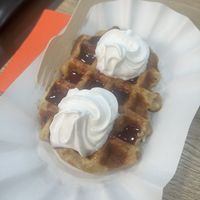 Strawberry and cream waffle   at Fries and More  in Brussels