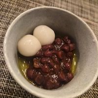 Matcha pudding with shiratama and azuki red beans at Veg-An in Central Singapore