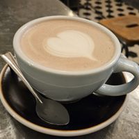Hot cocoa with oat milk at Exmouth Coffee Company in East London