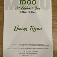 Menu  at Idoo in Richmond