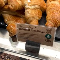Vegan croissant (labeled “suitable for vegans”) at Starbucks - Warsaw Central Station in Warsaw